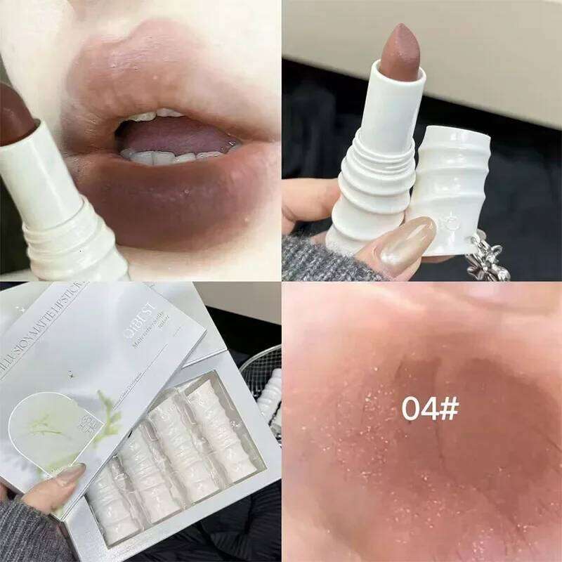 New Matte Nude Brown Waterproof Soft Mist Lip Stain Long Lasting Lipstick Korean Cosmetics Colorful Shiny Lips Makeup Z260310