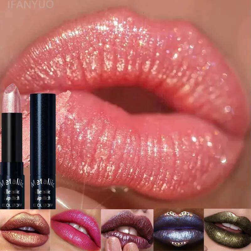 15 Colors Metallic Chameleon Waterproof Long Lasting Lip Gloss Pearlescent Glitter Diamond Lipstick Party Lips Makeup Z260310