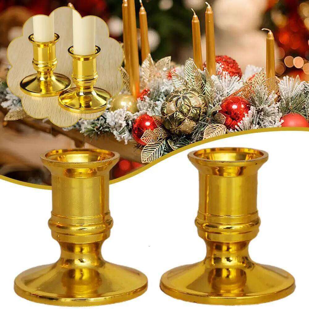 2pcs Traditional Shape Taper Standard Plastic Candle Holders Candlestick Wedding Dinner Decor for Electronic Candles For Party H260310
