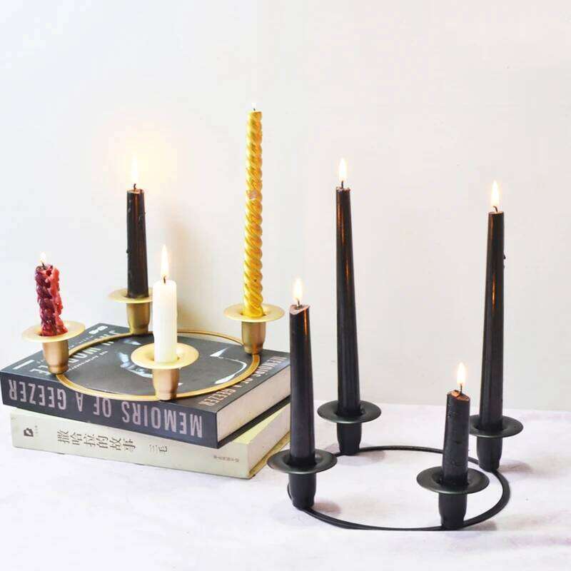 PEANDIM European 4 Arms Metal Holder Christmas Table Decoration Candle Stand Home Romantic Dinner Candlelight Candlestick H260310