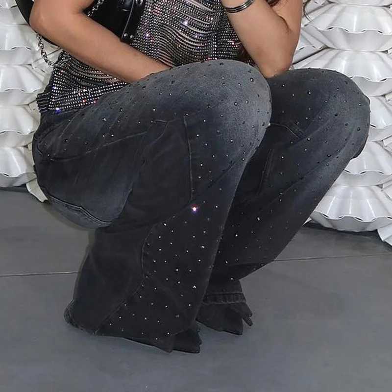 2026 Denim Straight Jeans Women Vintage Wide Leg Pants High Waist Pockets Washed Distressed Streetwear Trousers M260310