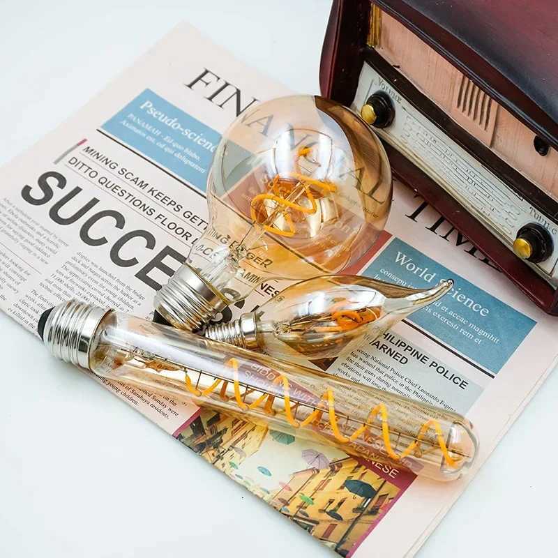 2-10pcs LED Edison Light Bulb E14 E27 AC220V Retro Filament Bulb C35 ST64 G80 G95 G125 Warm Yellow Living Room and Bedroom Light H260310