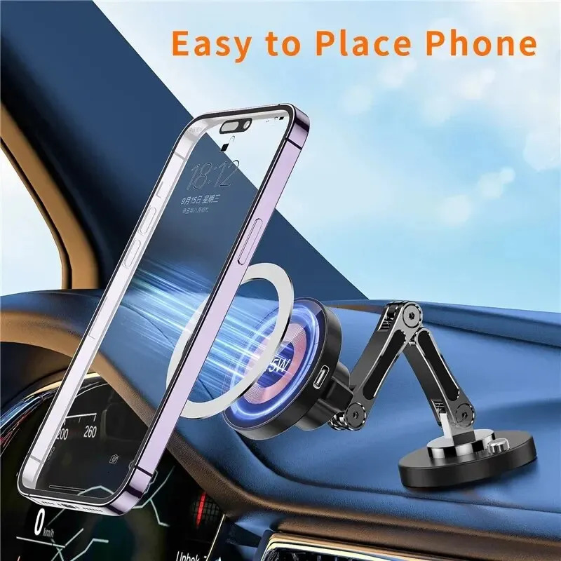 Magnetic Car Wireless Charger Stand Magnet Car Mount Fast Charging Station Phone Holder Bracket For Macsfae iPhone 15 14 13 12 260309