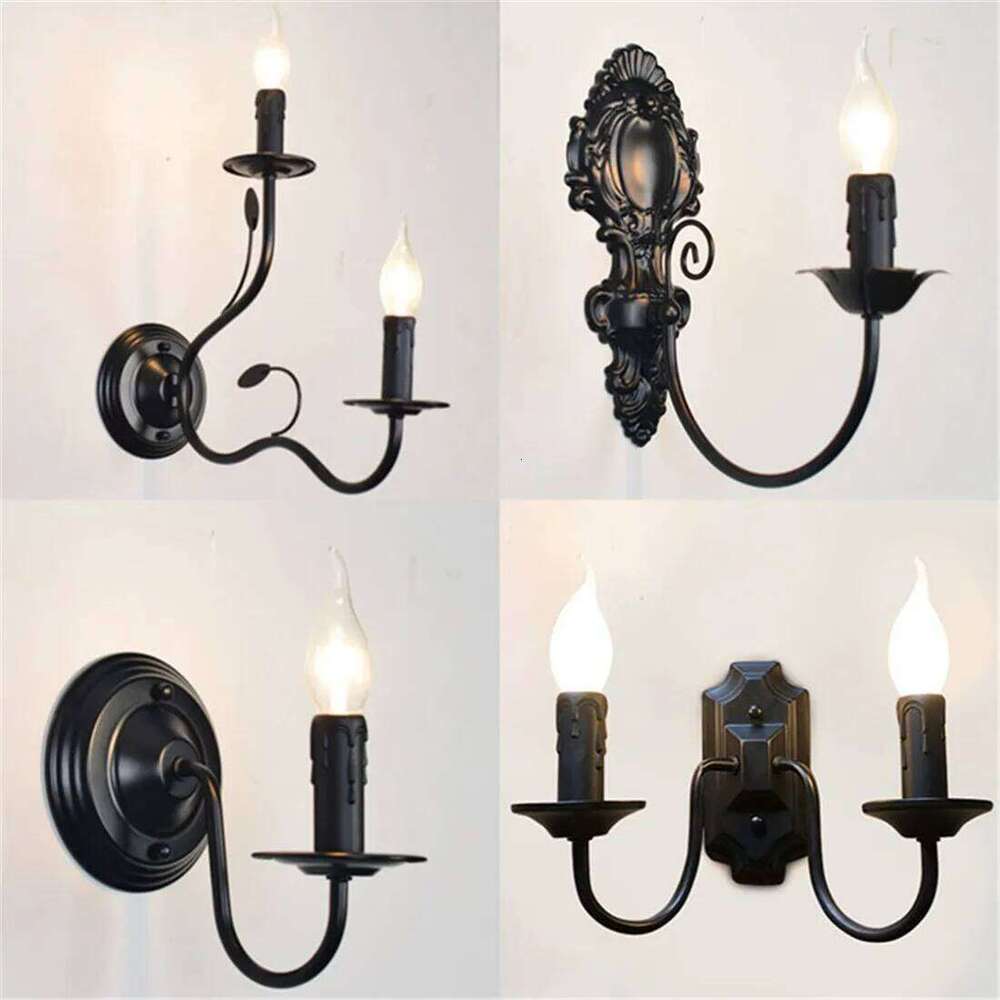 Black Industrial Sconces,Retro Simple Wall Lamp Home Decor Candle Holder for Bedroom, Dining Room, Living Room H260310