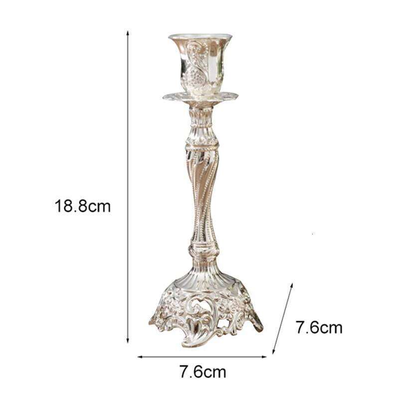 2Pcs Gold Silver Holder Europe Wedding Candle Stand God Candlesticks Metal Antiques Table Home Decoration H260310