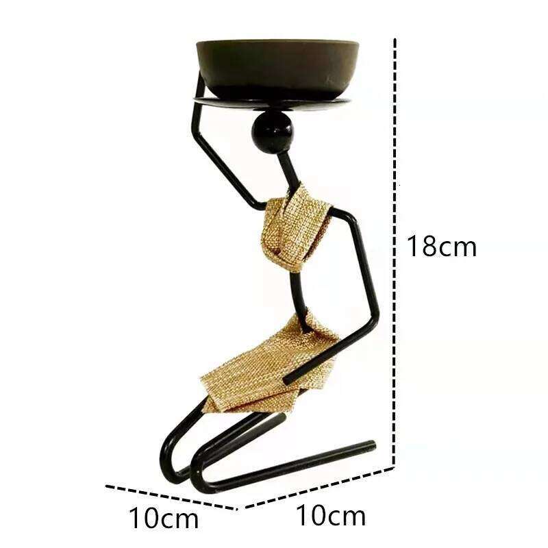Candle Holders African Women 8.5" Decor For Table Desk Decorative Dining Room Candleholder Sculptures Resin Candlestick Vintage H260310