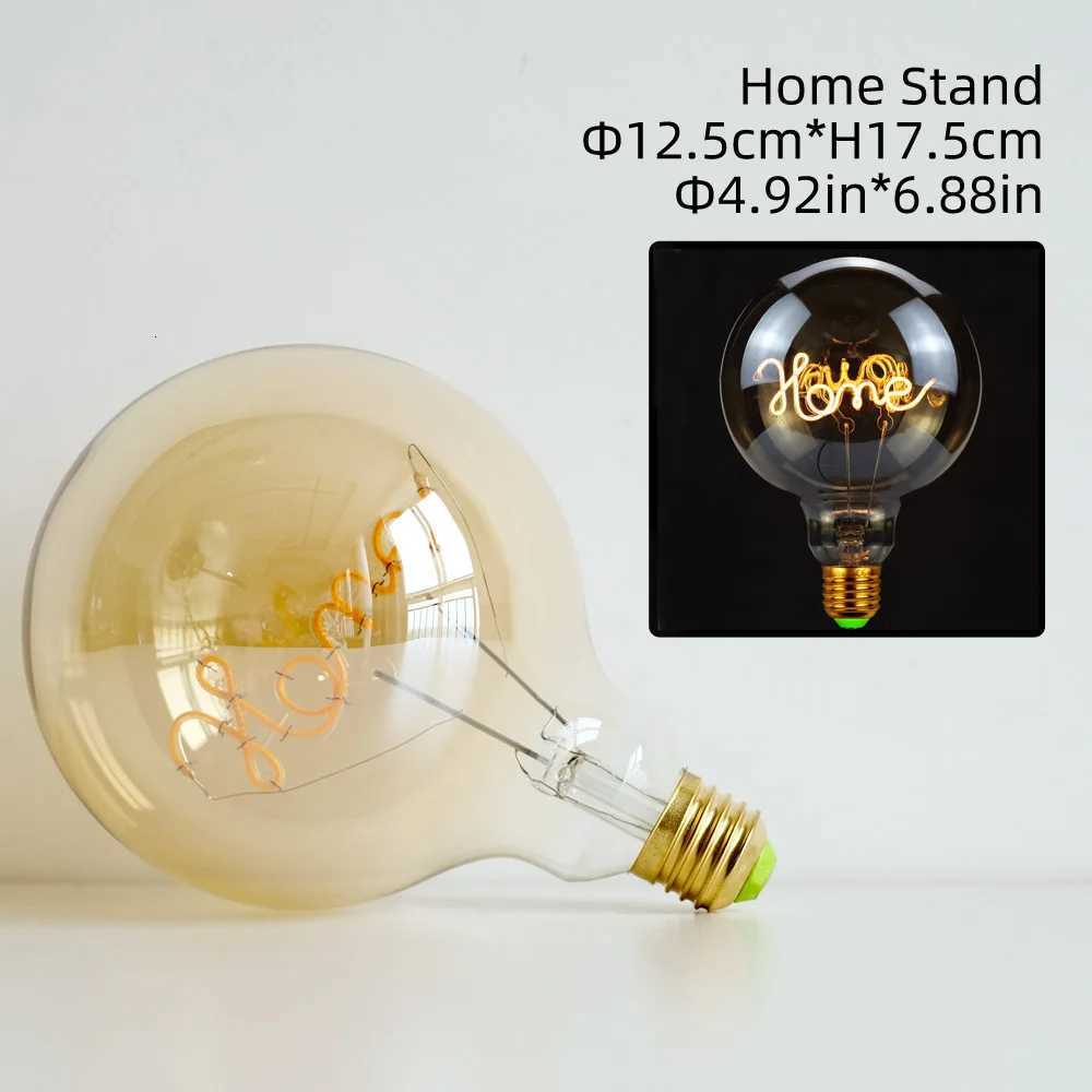 Edison Bulb Letter Light G125 220V Dimmable Lamps Warm Yellow 2200K Table Light Bulb LED Filament Light Styling LOVE HOME Note H260310