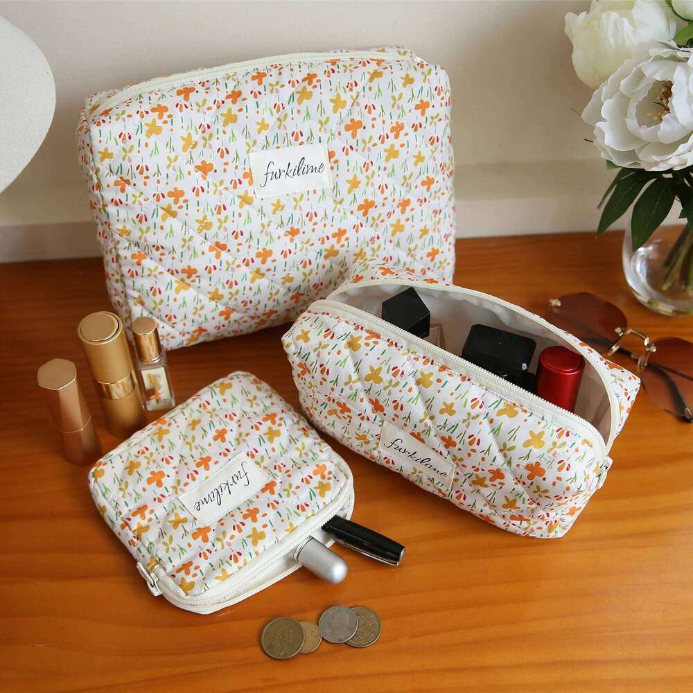 French Style Floral Art Fresh Stitching Cosmetic Bag For Makeup Skincare Travel Daily Storage Summer With Multi-Purpose Flowers XJ260310