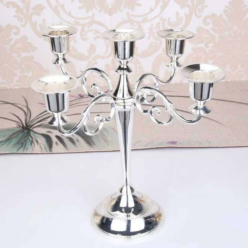 Silver Gold Black Bronze Metal 5 Arms Candle Holder Dinner Hotel Home Decor Romantic Retro Candlestick H260310