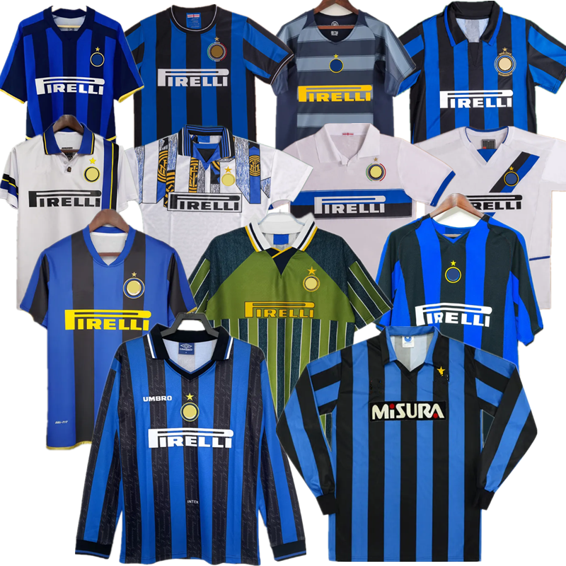 88 89 90 91 92 93 inter retro soccer jerseys 94 95 96 97 98 99 00 01 02 03 04 05 06 07 08 09 10 Figo ADRIANO Stankovic ZANETTI milans vintage football shirt long