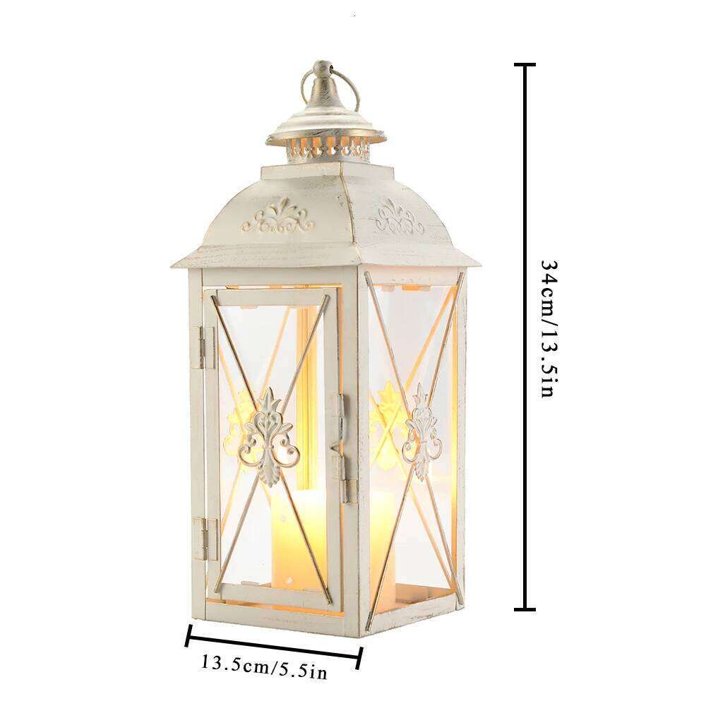Vintage Metal Candle Holder Hanging Lantern White Lanterns with Glass for Living Room Garden Patio Parties Home Decor H260310