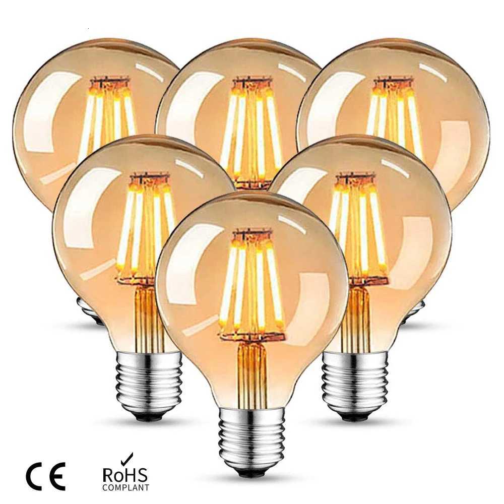 E27 Retro Edison LED Filament Bulb Lamp G80 Dimmable 220V Light Bulb 4W 8W Amber Glass Bulb Vintage Candle Light Home Decor H260310