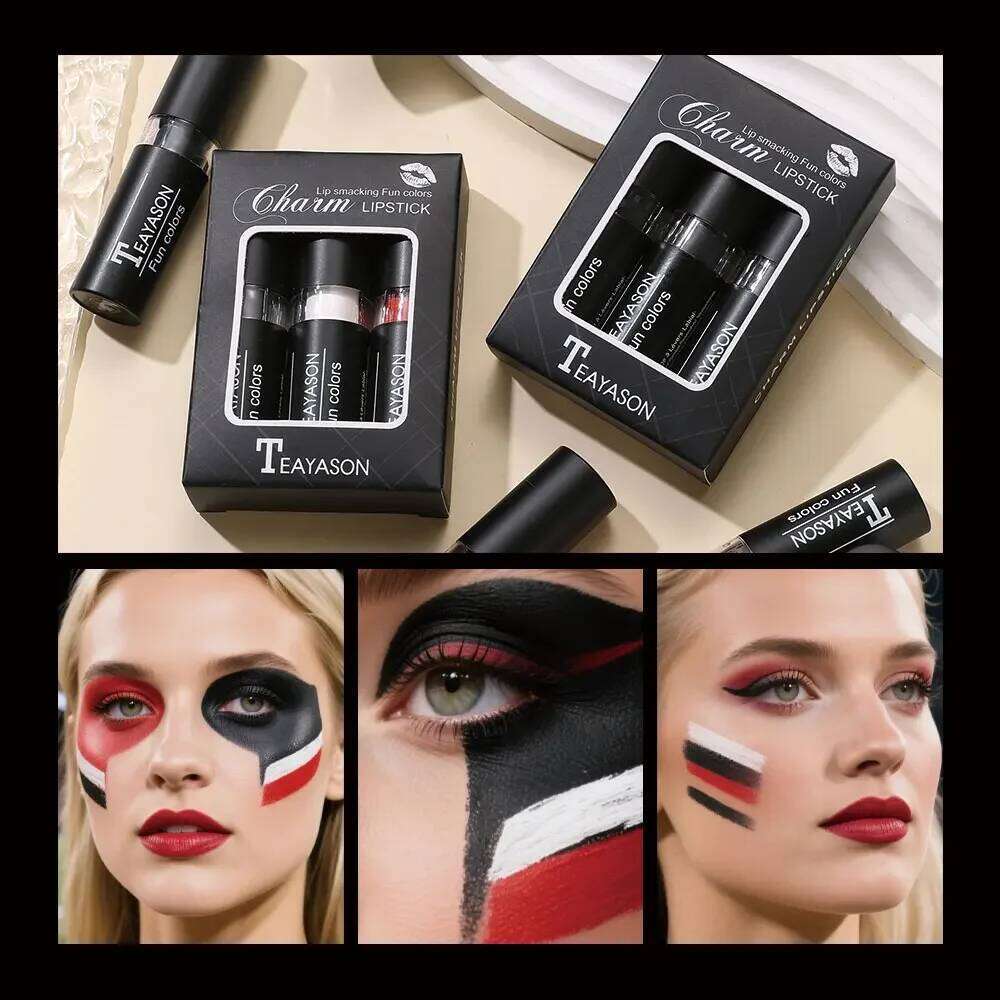 Matte Lipstick Velvet Finish Waterproof Long Lasting Non Transfer Dark Shades Black White Red Holiday Makeup Z260310