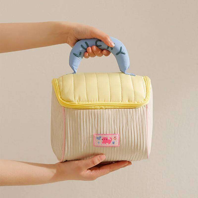 Cartoon pattern cute hut handbag girls large capacity cosmetic organizer portable handheld travel toiletry bag XJ260310