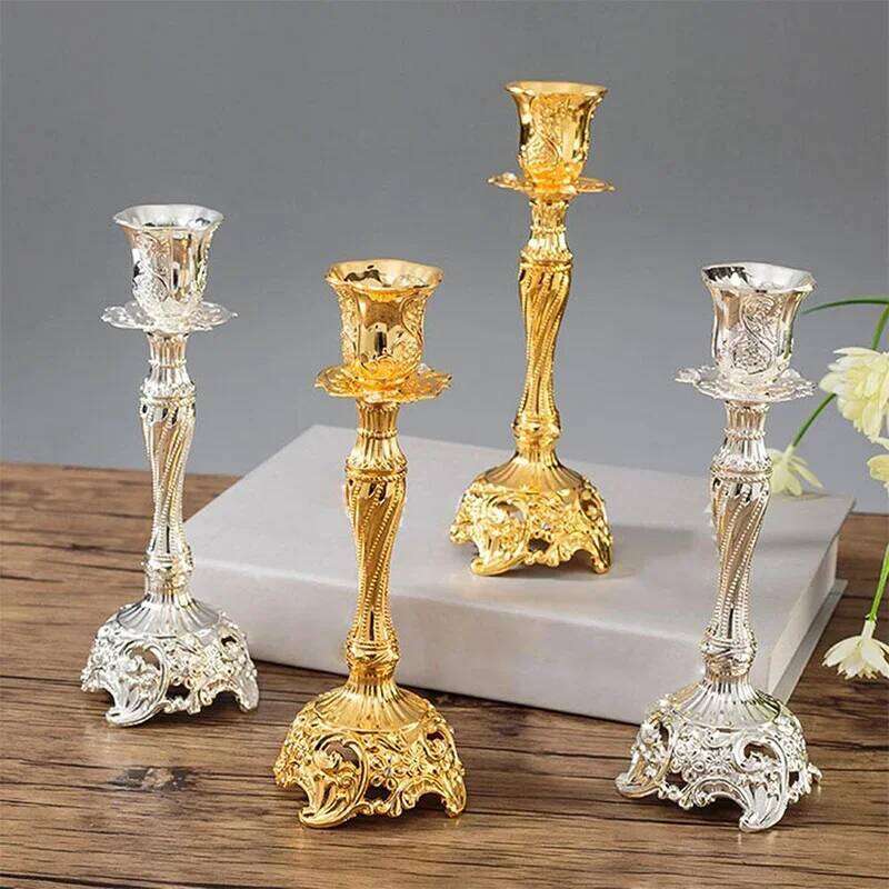 2Pcs Gold Holder Candlesticks Candles Silver Europe Metal Candle Stand Wedding Table Home Decoration H260310
