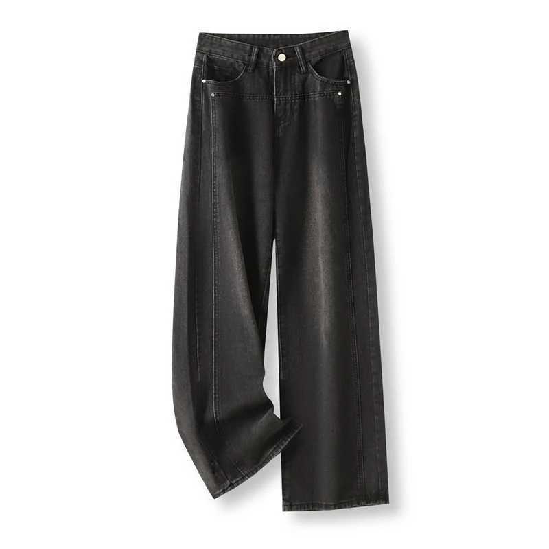 Lady RETRO Casual High Waist Jeans Women Baggy Comfortable Straight Leg Pants Korean Fashion Denim Trousers M260310