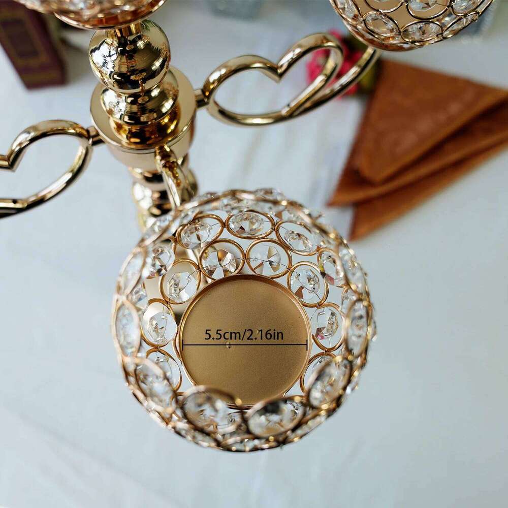 Crystal Metal 5-Arms Candelabra Candle Holders for Dining Room Table Centerpieces Wedding Party Holiday Home Decoration H260310