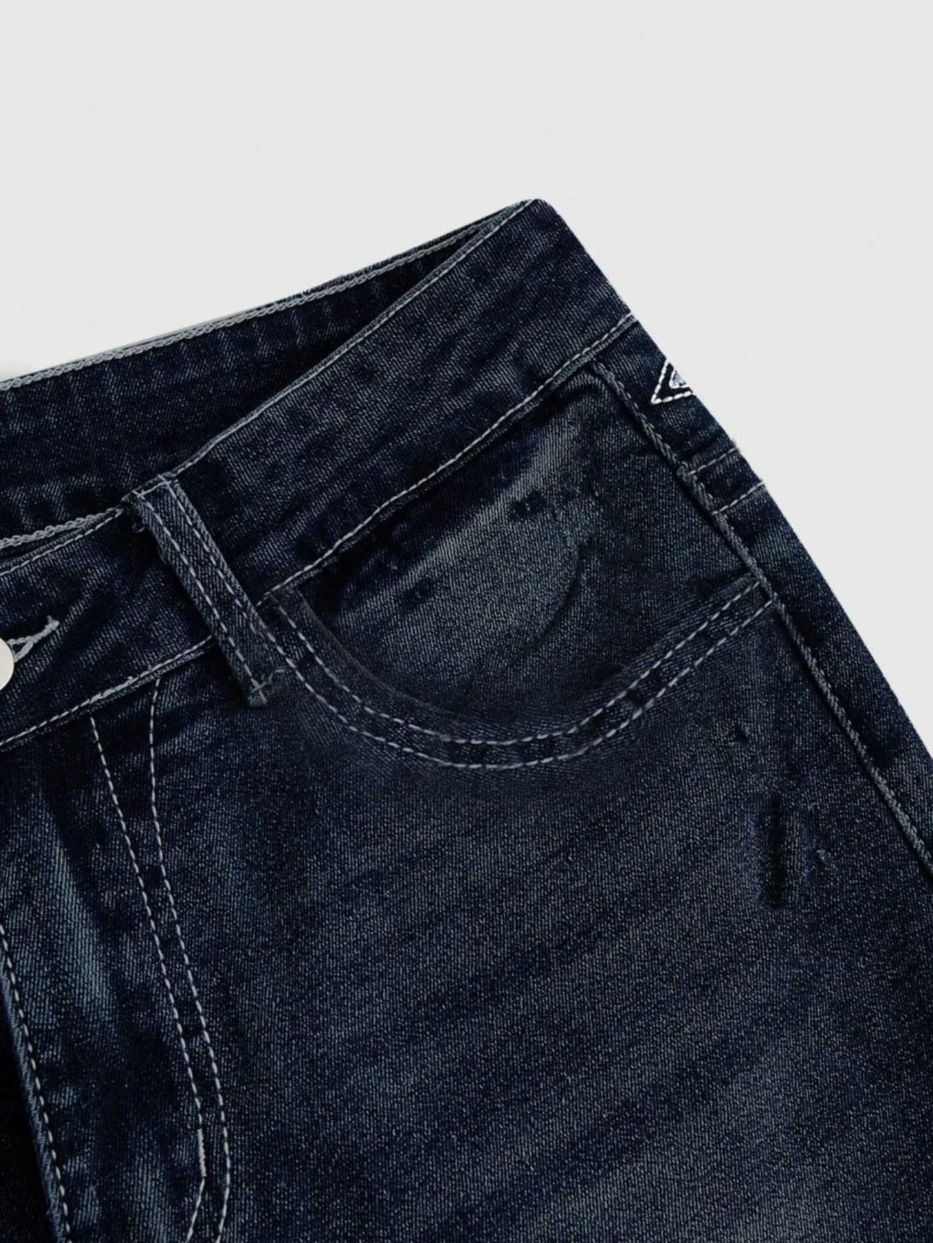 Womens Elegant Fashion High-Waist Stretch Denim Flared Pants with Back Pocket Embroidery and Rhinestone Decoration M260310