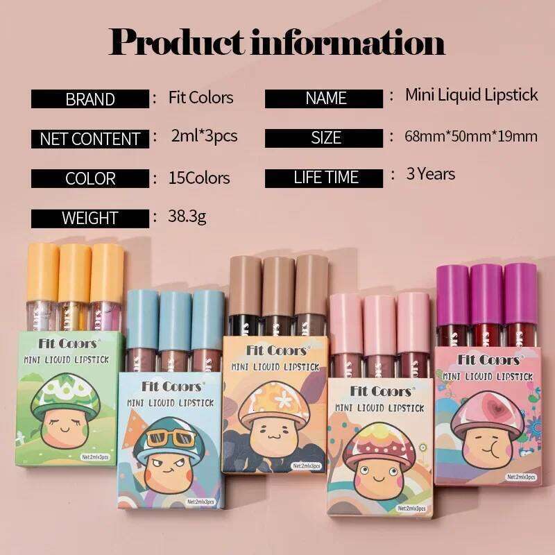 Cute Lipstick 3pcs/set Velvet Matte Waterproof Red Nude Black Stick Tint Makeup Mini Gloss Kit Plumping Lip Oil Set Z260310