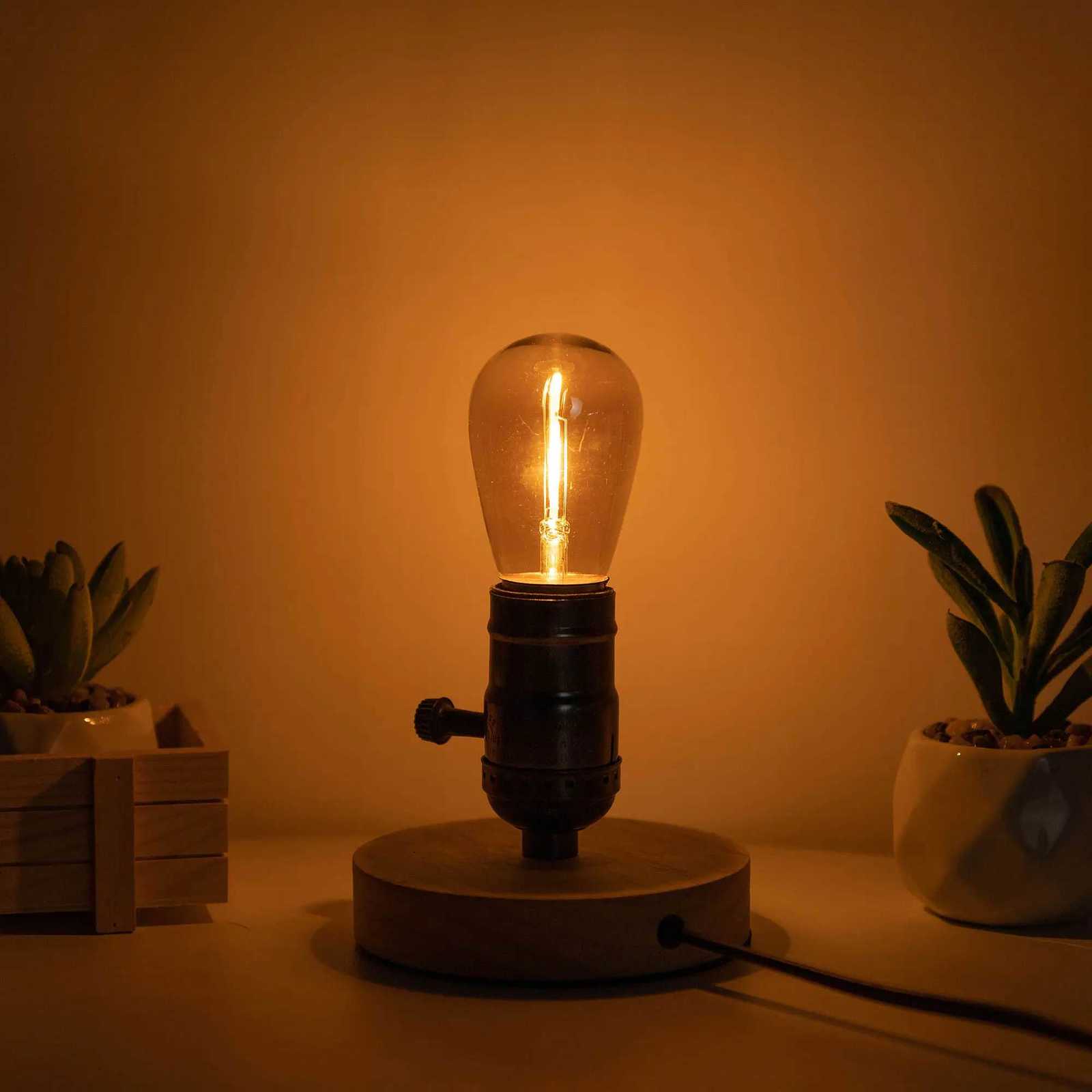 Vintage ST45 Led Filament Bulb 1W Equal to 10W incandescant Lamp E27 Base Amber Glass 2200K Warm Yellow Replacement Edison Bulbs H260310