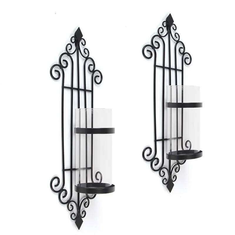 Wall Mounted Candle Holder Metal Crystal Glass Candlestick For Home Decoration Bar Party Christmas Living Room Decor New Arrival H260310