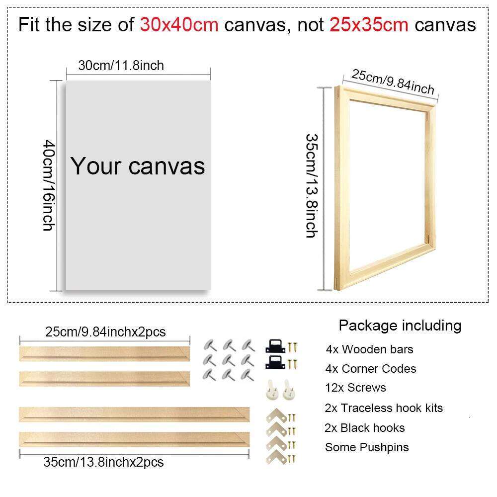25x35 30x40cm Natural Wooden For Canvas Diamond Painting Picture Poster Wall Frame Home Decor H260310 - view 3