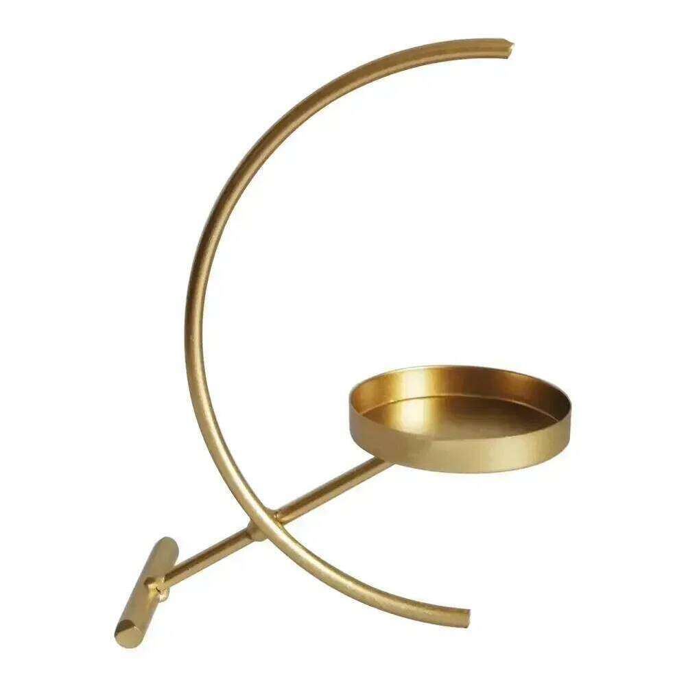 Semicircle Moon Candlestick Wrought Iron Taper Candle Holder Stand for Home Bedroom Living Room Decor Dinning H260310