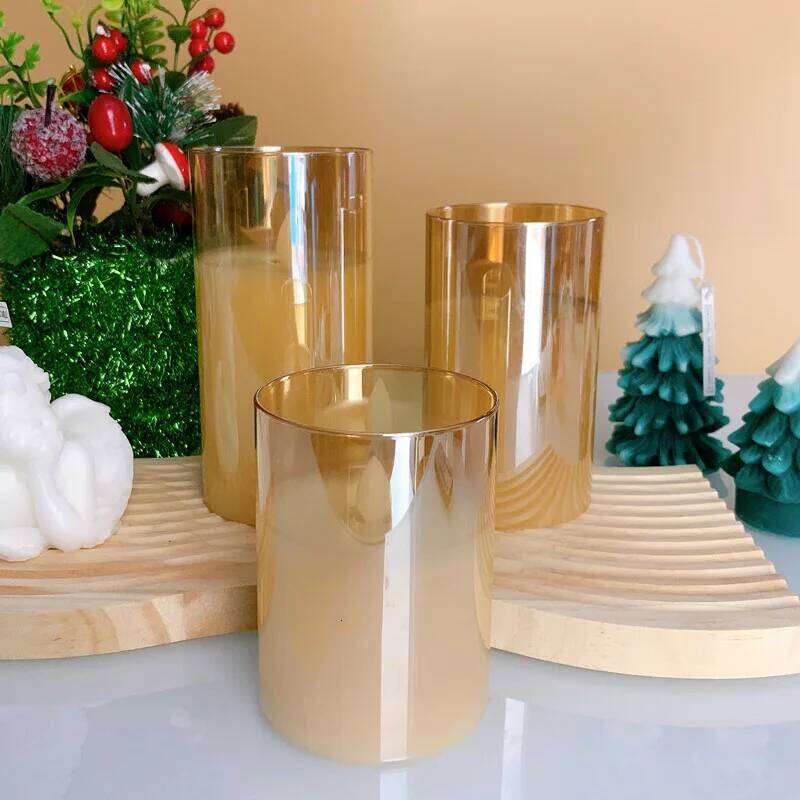 Glass Led LED Candles With Remote Control Flickering Flame Electronic Candlelight Wedding Christmas Decoration Lamp Candlestick H260310