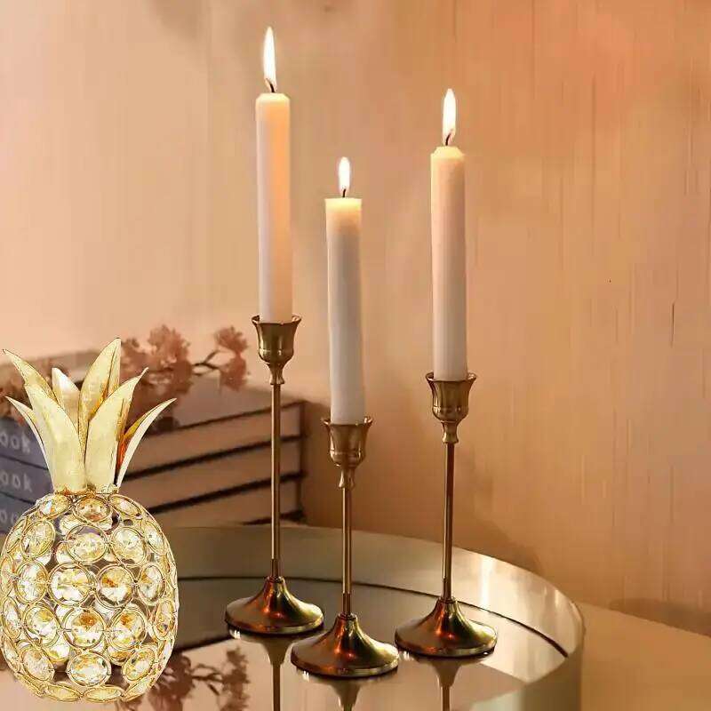 Vintage Elegant Metal Aluminum Set Of 3 Tabletop Candle Holders Suitable For Wedding Anniversary - Home And Hotel Decor... H260310