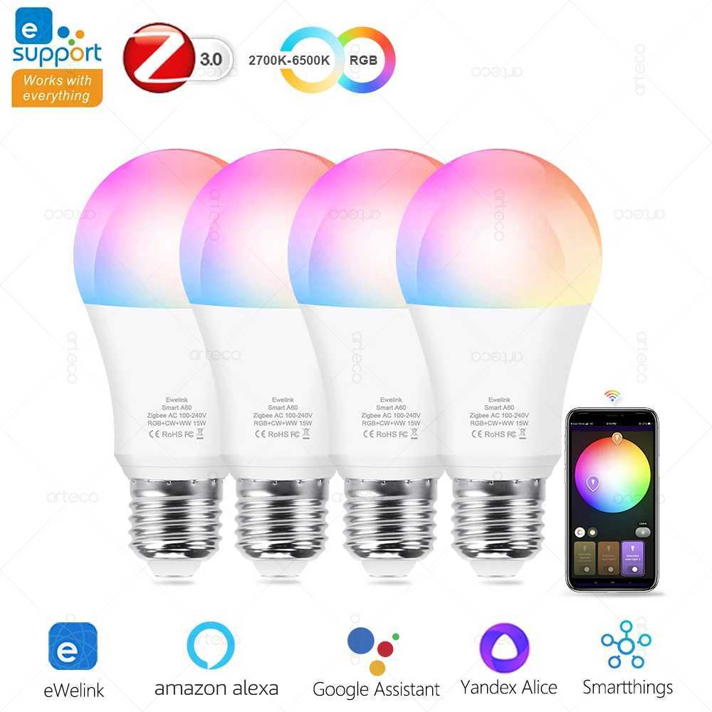 15W 18W E27 Zigbee Smart Light Bulbs RGB E27 Led Bulb AC100-240V Smart Home Zigbee Lamp Works With Alexa Google Home Smartthings H260310