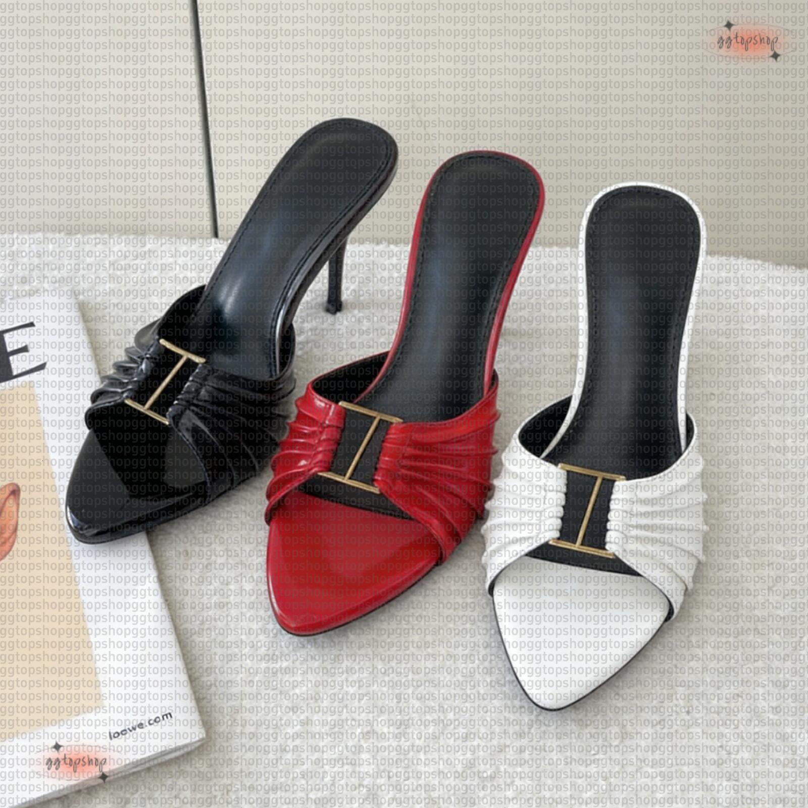 Designers babylone heels Elegant Dress shoes Ladies stiletto mule Genuine Leather Fashionable Letter Buckle Sharp toes sandals luxury women high-heeled Slippers