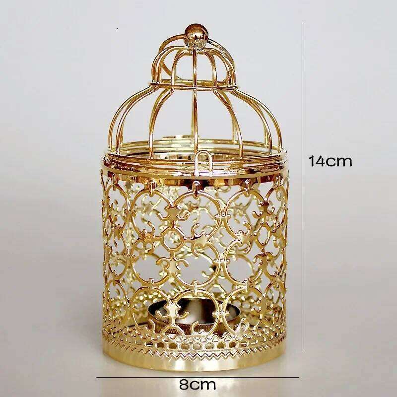 Metal Bird Cage Wedding Candle Holder Golden and Silver Lantern Morocco Vintage Small Lanterns For Candles Decor H260310
