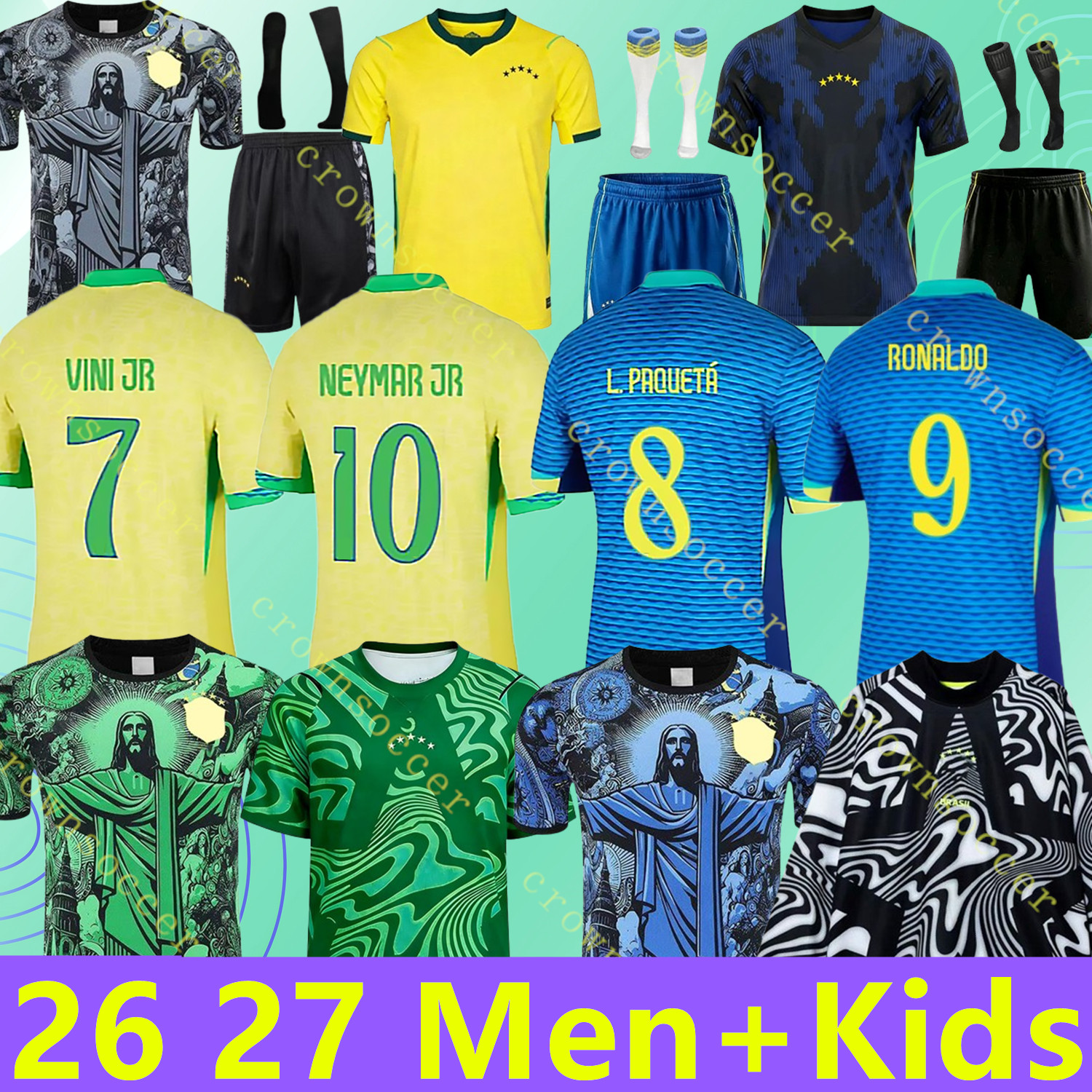 Brasil 26 27 Soccer Jerseys world cup 2026 BraziLS Football tops Shirt VINI JR RODRYGO PELE RIVALDO 2026 2027 Vintage NEYMAR Ronaldinho camisa futebol brasil Kids kit