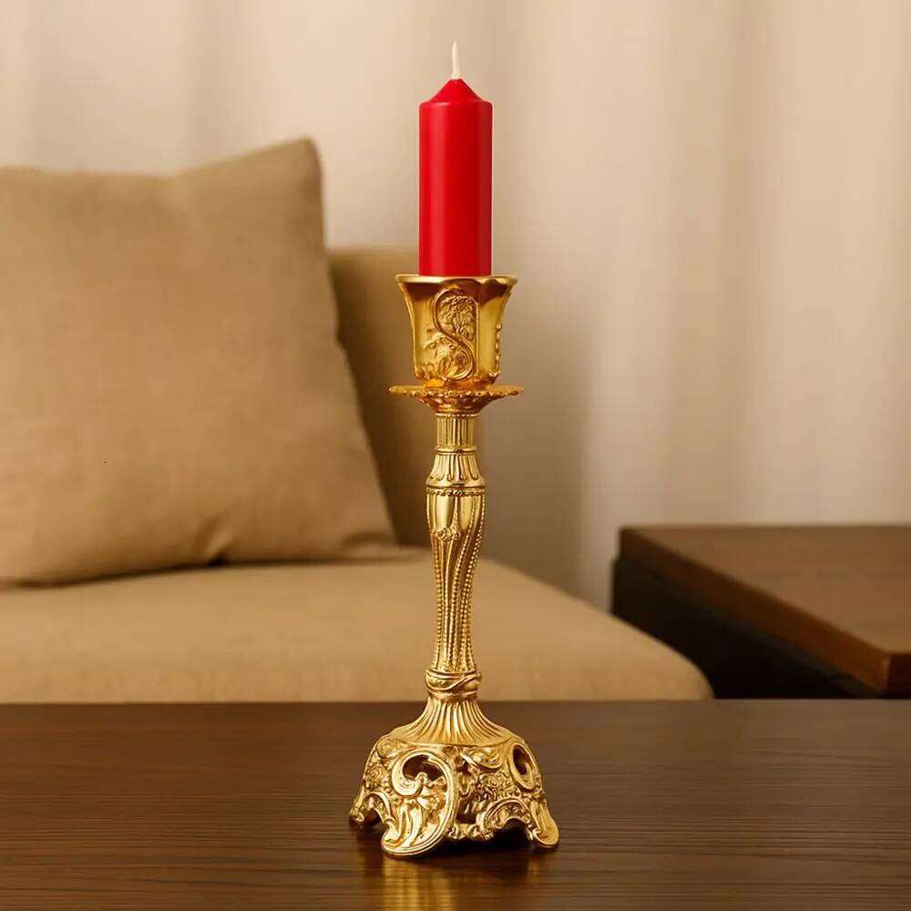 Home Ornament Taper Candle Holder European Style Romantic Retro Single-Headed Dinner Candlestick Banquet H260310