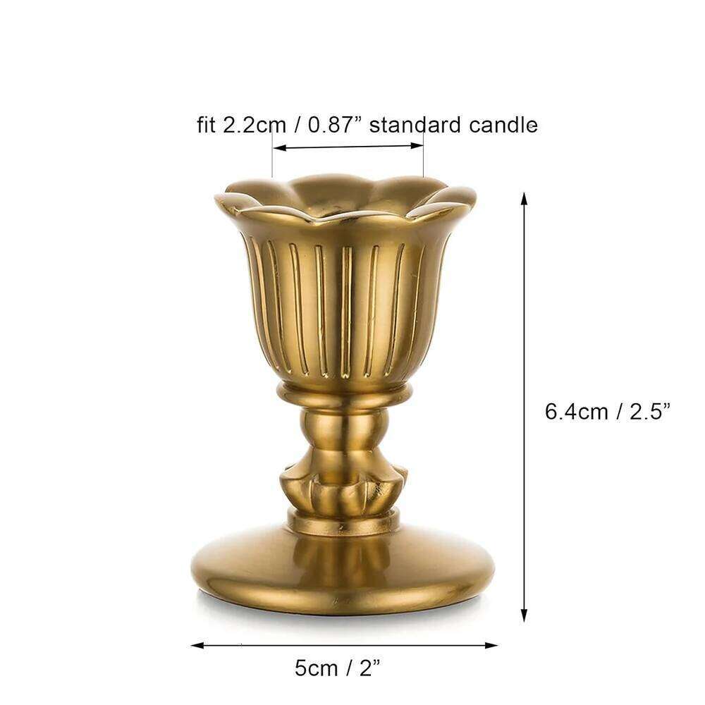 Vintage Candlestick Holders Brass,Taper Gold Candle Stick Victorian Style for Wedding Reception Christmas Decoration H260310