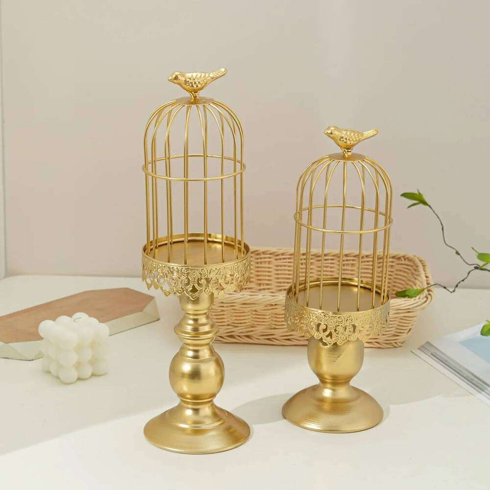 Retro Birdcage Candle Holder Iron Art Candlestick Home Decoration Props H260310