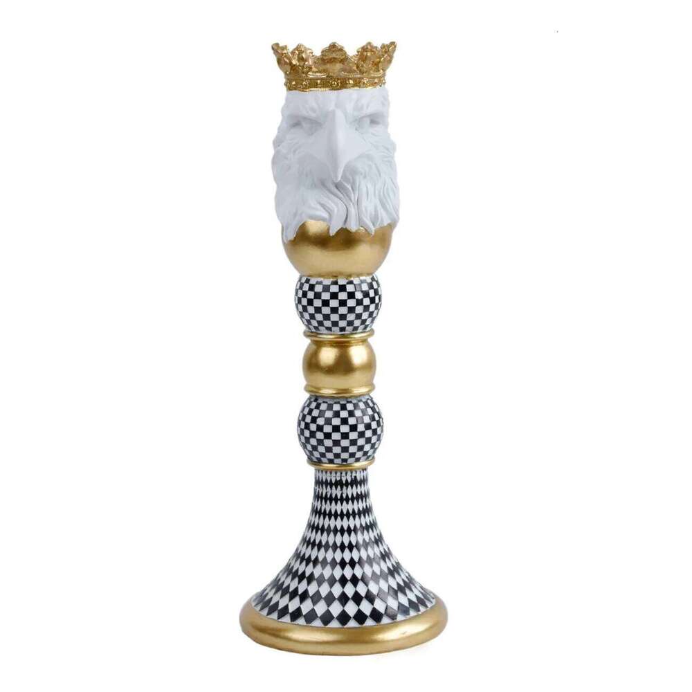 Europe Statue Holder Resin 3D Animal Head Figurine Vintage Striped Candle Stand Christmas Home Desktop Decoration H260310
