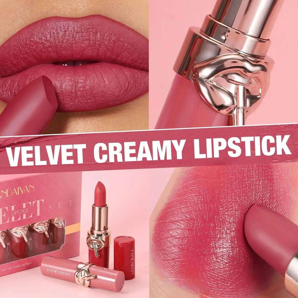 Waterproof Velvet Lipstick Set Matte High Pigment Long Lasting Moisturizing Non Fade Nude Red Lip Gloss Beauty Cosmetic Z260310