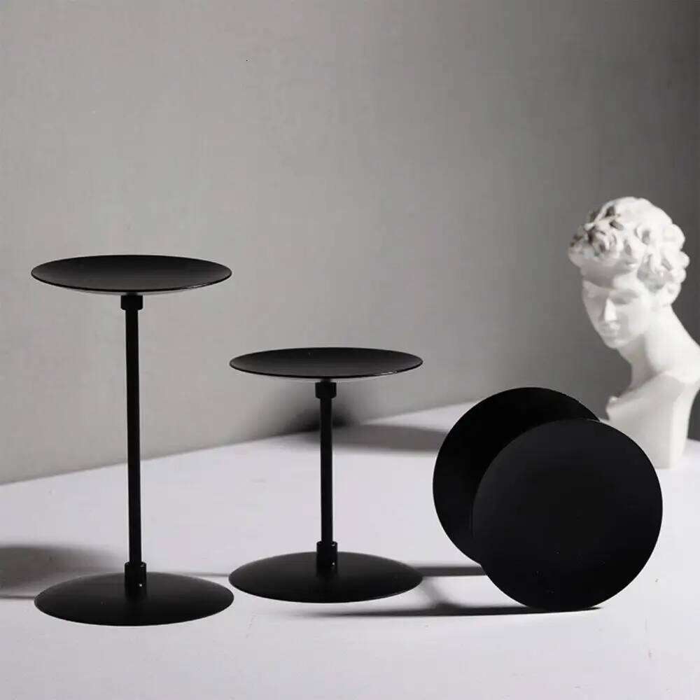 3Pcs Metal Pillar Wedding Holders Black Iron Candlestick Candle Stand Table Decor H260310