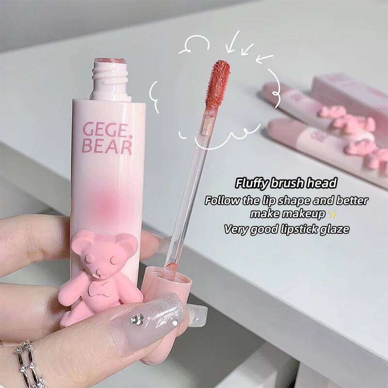 Cute Little Bear Glaze Mist Face Matte Velvet Lipstick Holding Makeup Whitening Cream Coloring Lip Color Z260310