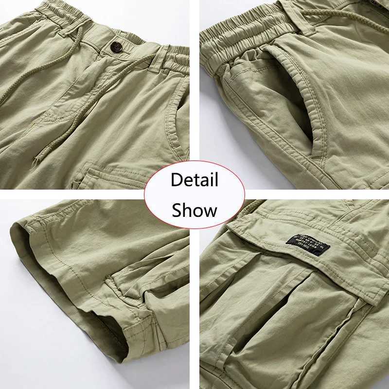 2025 Men Summer Outdoor Leisure Cotton Tooling Shorts Men Drawstring Buttons Solid Straight Soft Fashion Short Pants Male Tops N260310