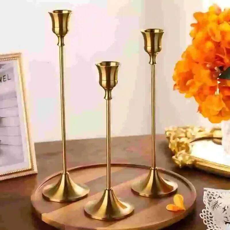Vintage Elegant Set of 3 Tabletop Holders, Metal Candle Holders Decoration Suitable for Home and Hotel H260310