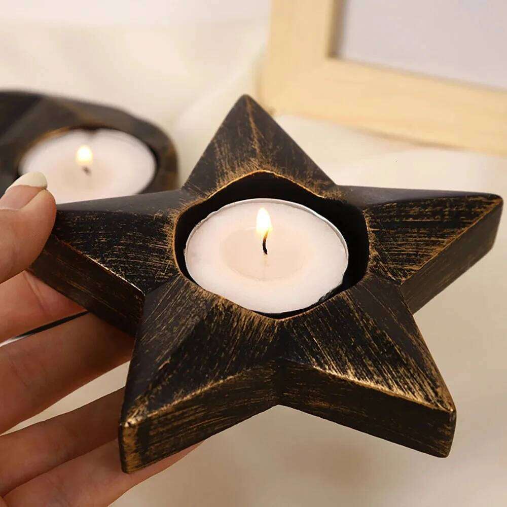 Five pointed Aromatherapy Candlestick Imitation Old Moon Star Candle Tray Home Atmosphere Decoration Props Crafts Ornaments H260310