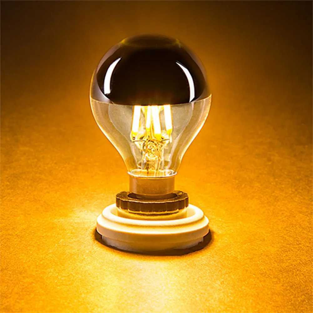 6pcs Mirror Gold Retro Edison LED Light Bulb E14 E12 G45 4W Dimmable filament 2700k Shadowless Bulb Decorative Lighting For Home H260310