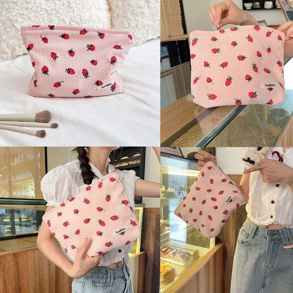 Makeup NEW SIMPLE corduroy SMALL PUT IN WASH BAG LARGE capacity women 's skincare storage bag A-DH XJ260310