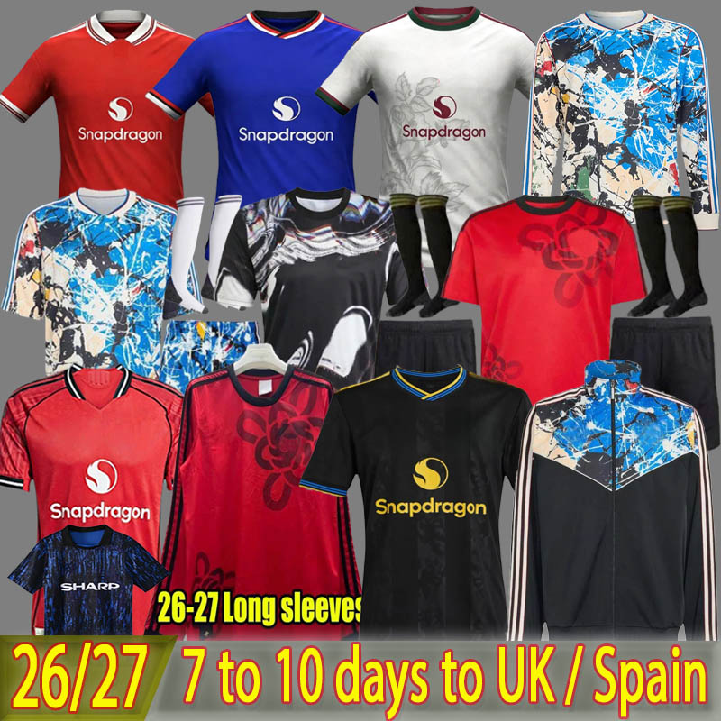 25 26 27 Manchest er United Soccer Jerseys GARNACHO MARTINEZ HOJLUN CASEMIRO UTD B. FERNANDES Football Shirt men Kit kids 2026 MAINOO ZIRKZEE Pre match Retro