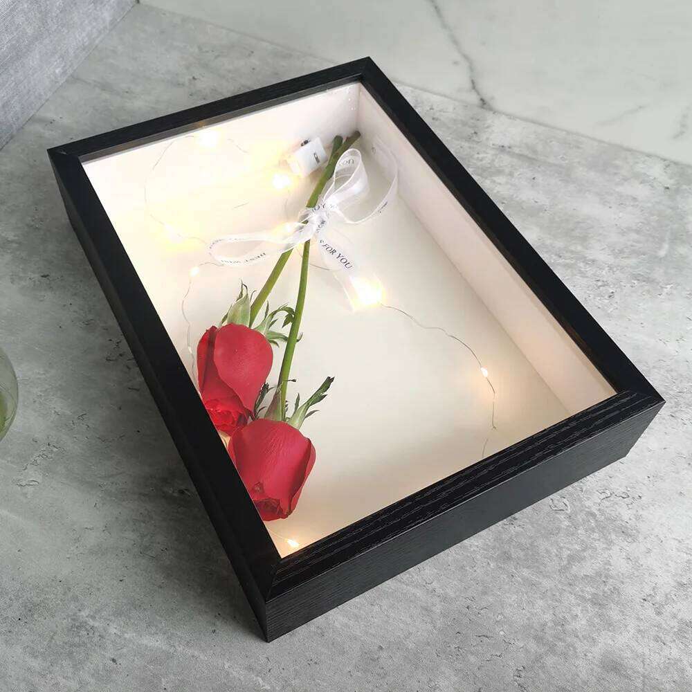 Shadow Box Frames Bouquet Display Flower Case Depth 3cm Wooden Photo Frame For Displaying Three-Dimensional Gift H260310 - view 4