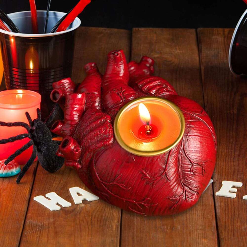 Human Organ Models Holder, 3D Heart Spine Brain Candlestick Candle Stand,Halloween Horror Theme Home Decorations H260310
