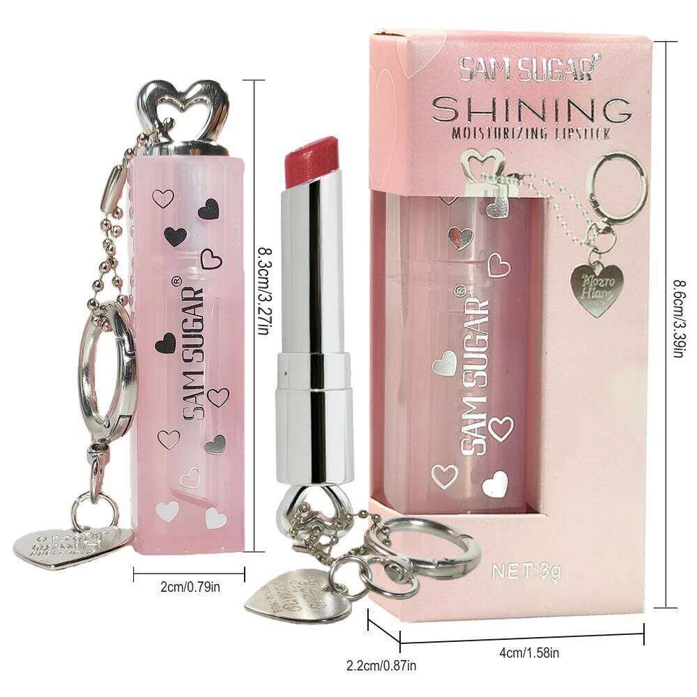 Velvet Metallic Shine Long Lasting Moisturizing No Grainy Highly Pigmented 3D Diamond Glitter Heart Love Lipstick Z260310