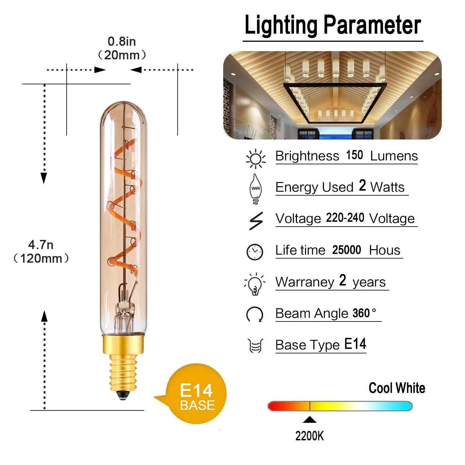 E14 E27 Retro Spiral Light LED Filament Bulb 110V-240V T25 C32 C35 T20L Dimmable 3W 2200K Vintage Lamps For Decorative Lighting H260310